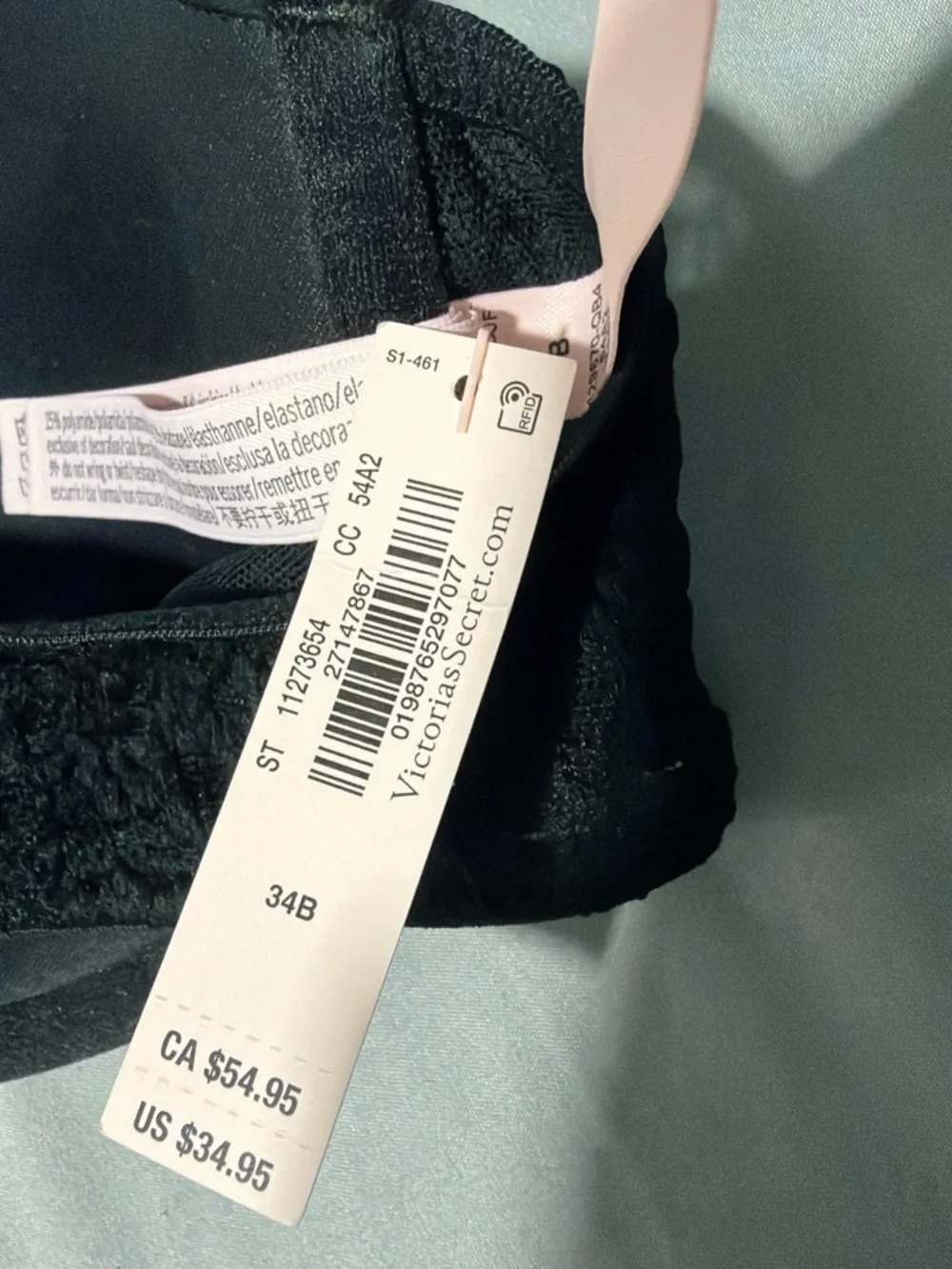 Victoria's Secret Black Lace Racerback T-Shirt Bra